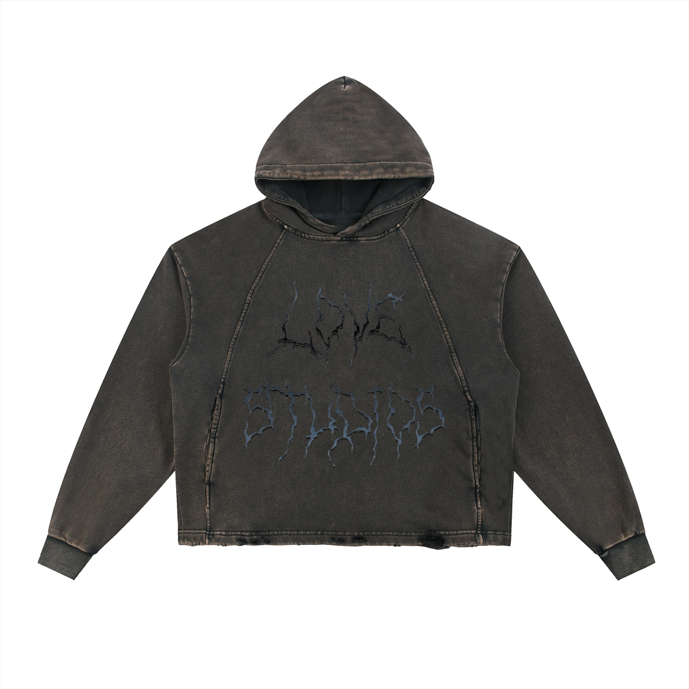 Vintage Washed Frayed-Hem Hoodie