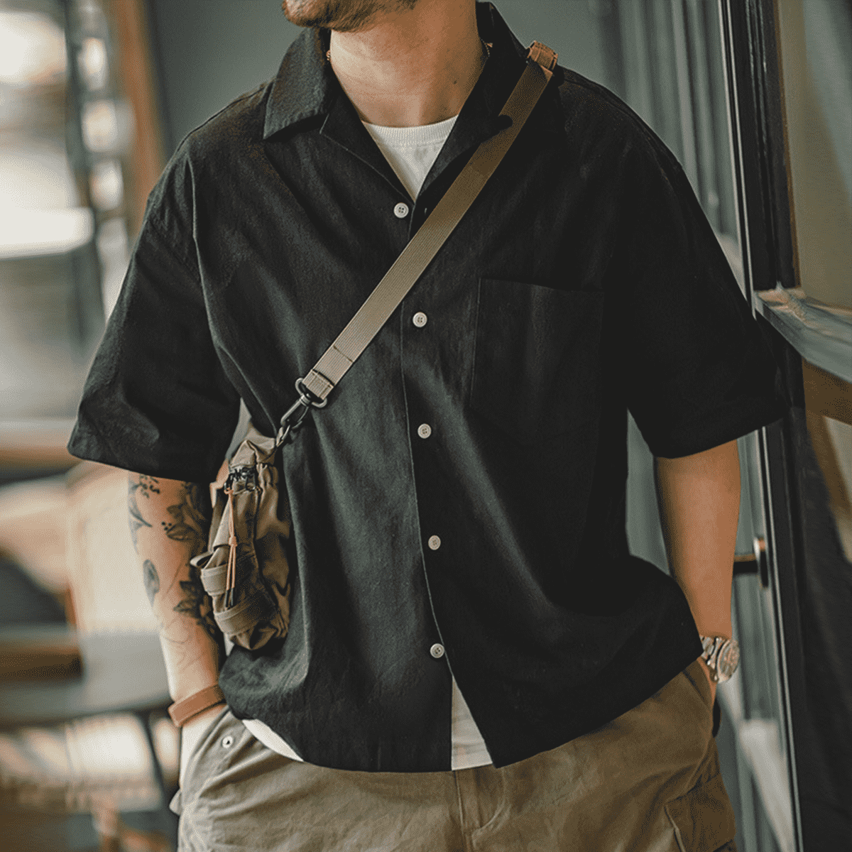 Cuban Collar Crescent Love Studios Flannel