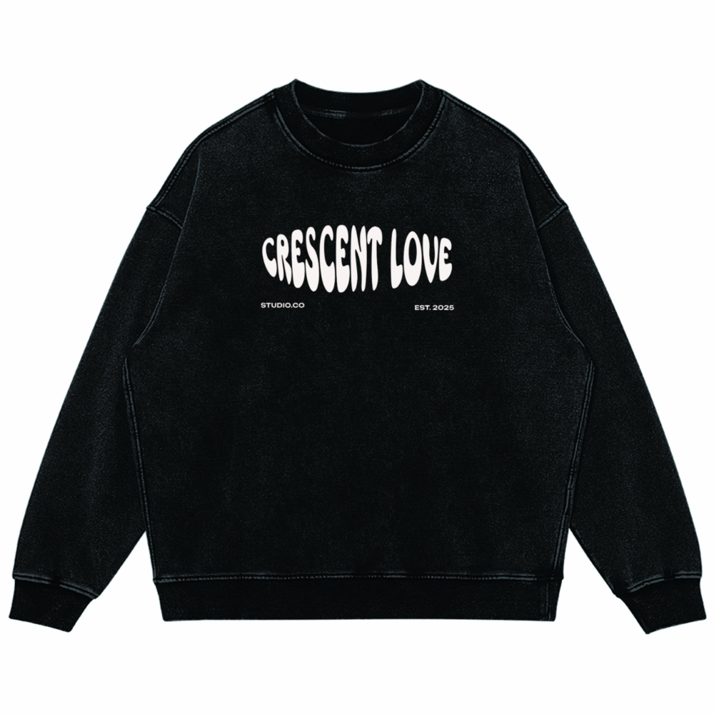 Crescent Love Drop Shoulder Crewneck